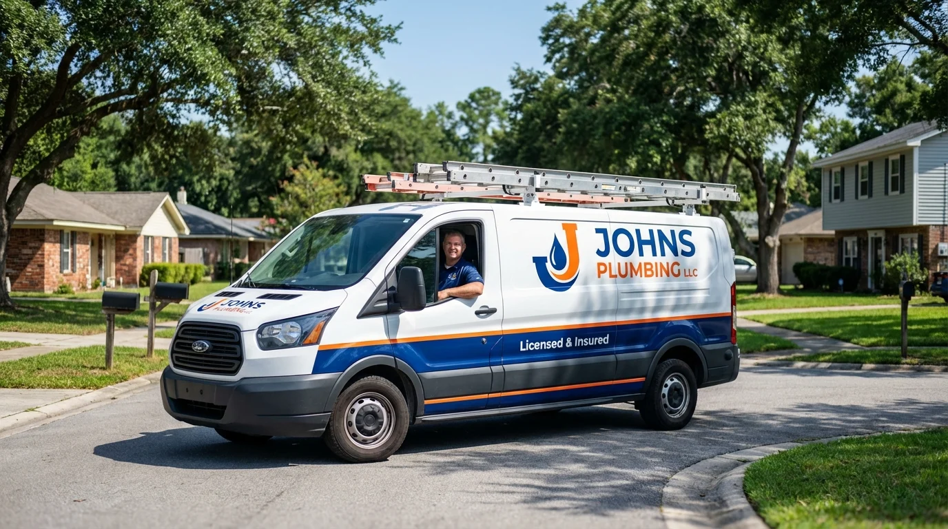 Johns Plumbing LLC service van in Noblesville, IN