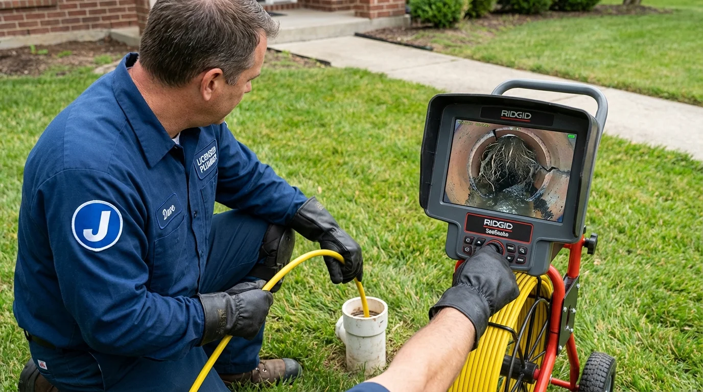 Sewer camera inspection being performed by Johns Plumbing LLC in Noblesville