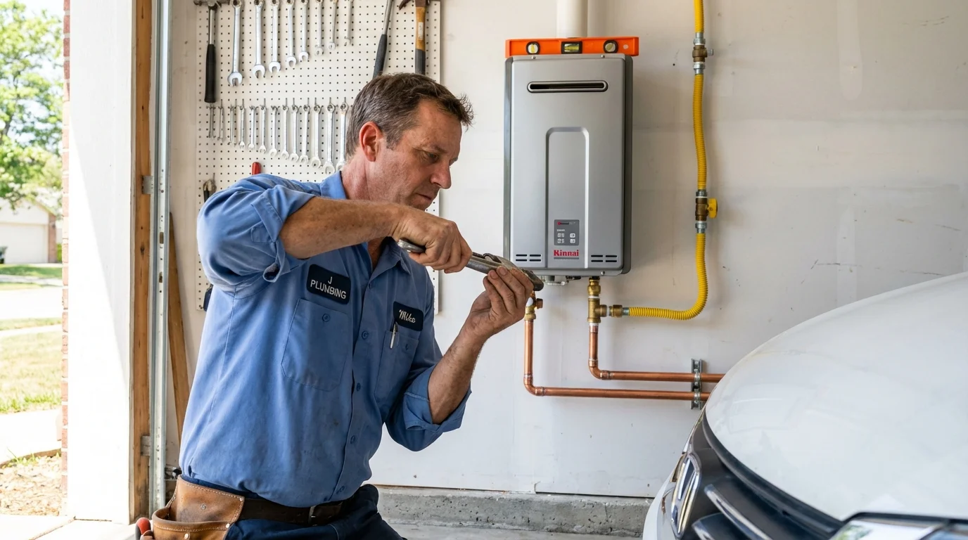 Tankless water heater installation by a Johns Plumbing LLC plumber in Noblesville